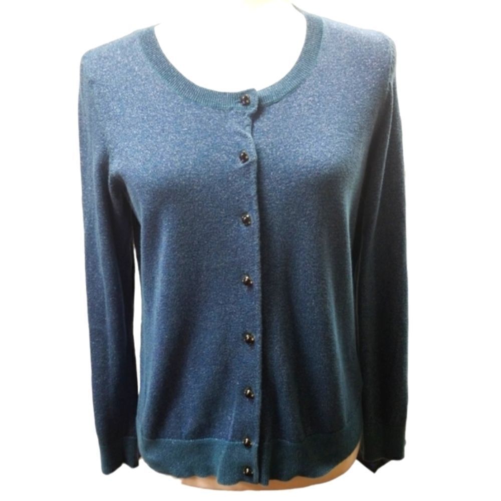 Talbots Metallic Bordeaux Button Down Cardigan Bl… - image 1